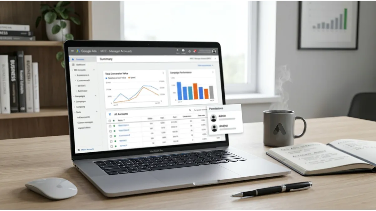 Google Ads agency account dashboard for managing multiple client ad accounts